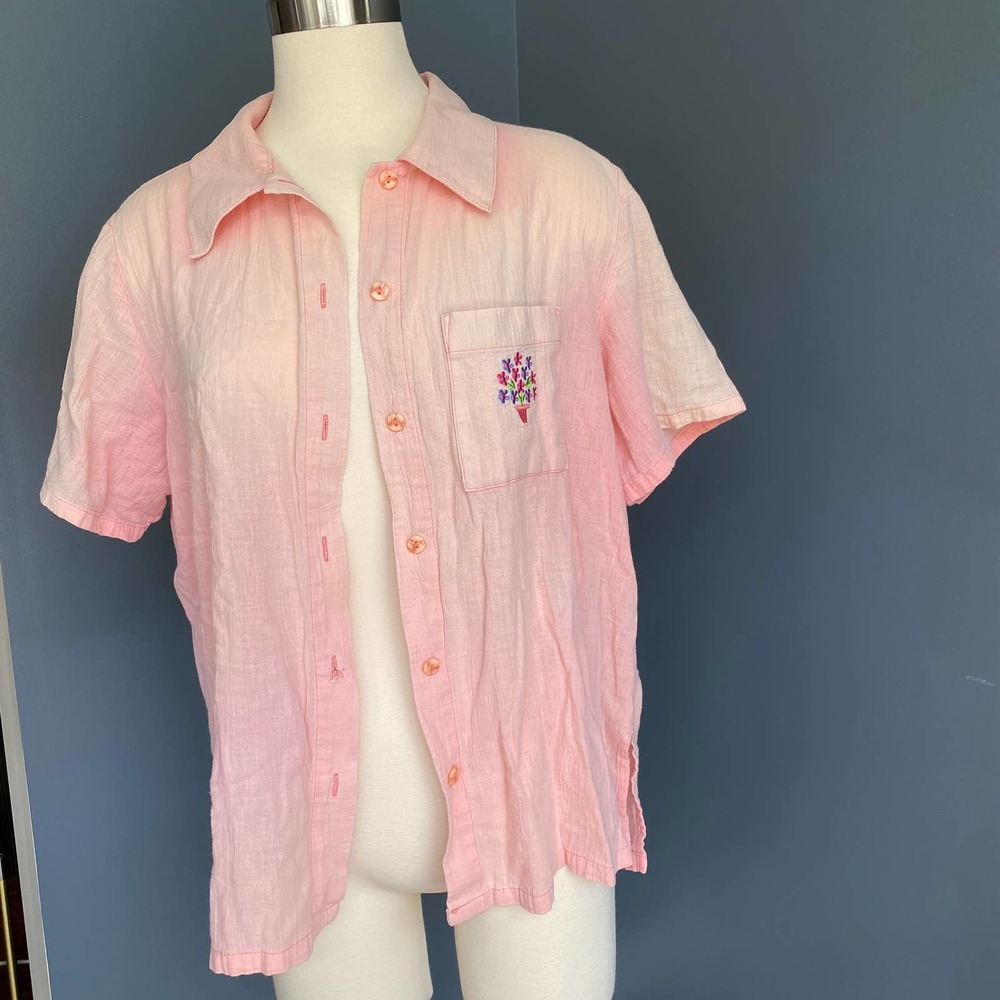 pink oversized button down shirt